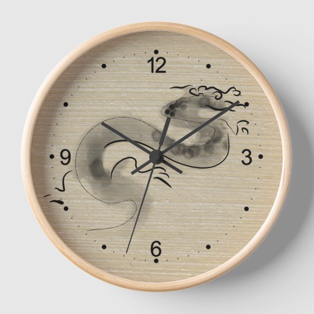 Original painting Chinese Dragon Year Birthday WC1 Clock (Front)