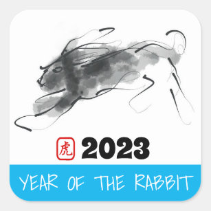 Original Painting Chinese Rabbit Year Birthday SqC Square Sticker