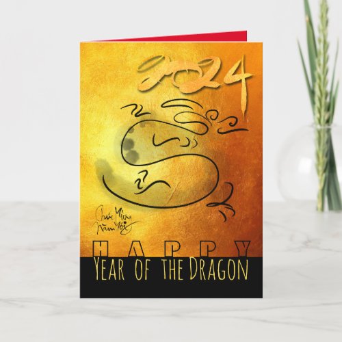 Original painting Dragon Vietnamese New Year 2024 Holiday Card