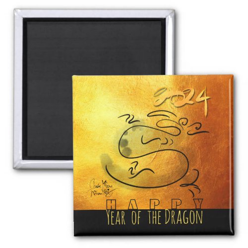 Original painting Dragon Vietnamese New Year 2024 Magnet