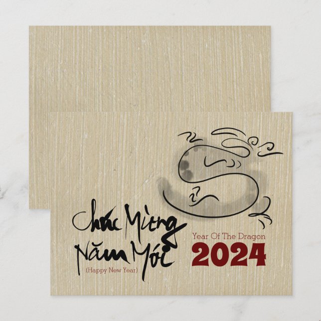 Original Painting Dragon Vietnamese New Year 2024 Postcard (Front/Back)