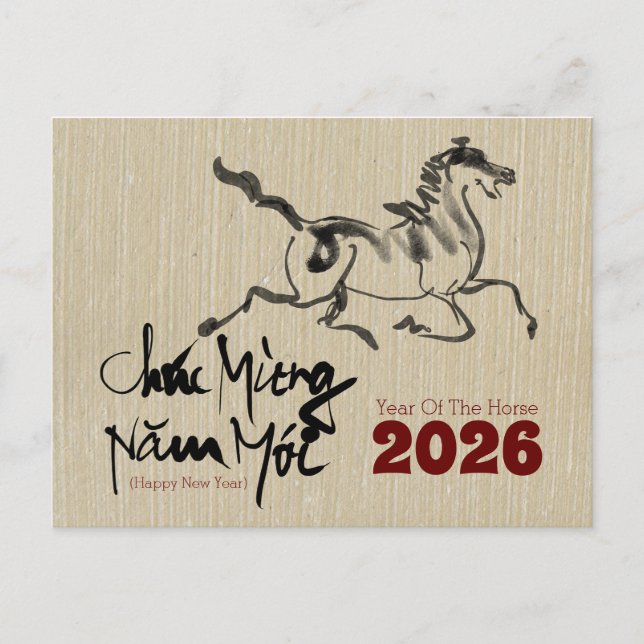 Original Painting Horse Vietnamese New Year 2026 H Postcard (Front)
