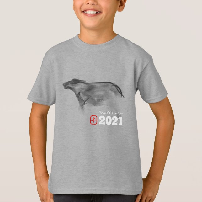 Original Painting OX Chinese New Year 2021 Kids T T-Shirt (Front)