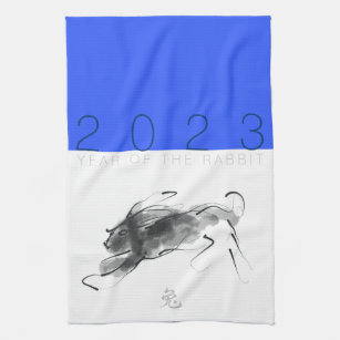 Original Painting Rabbit Chinese Year Zodiac KT Kitchen Towel