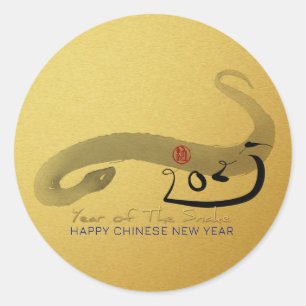Original Painting Snake Chinese Lunar New Year RS Classic Round Sticker