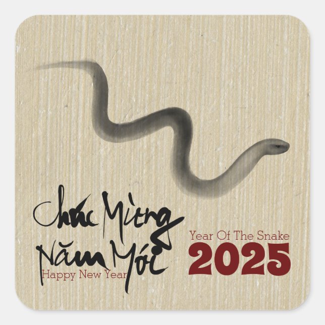 Original Painting Snake Vietnamese New Year 2025 Square Sticker (Front)