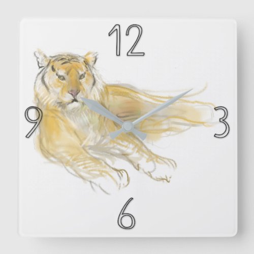 Original Painting Tiger Year Birthday WC1 Square Wall Clock