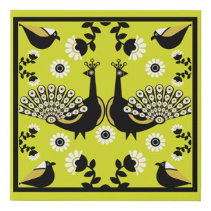 Original Peacock Art Home Decor Faux Canvas Print