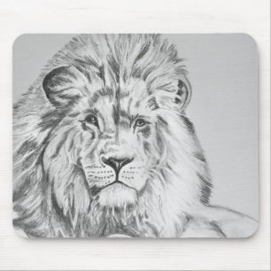 Original Pencil sketch Drawing of a Lion Mouse Pad