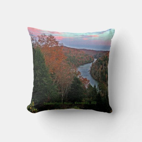 Original Photo Cumberland River Kentucky Mountains Throw Pillow