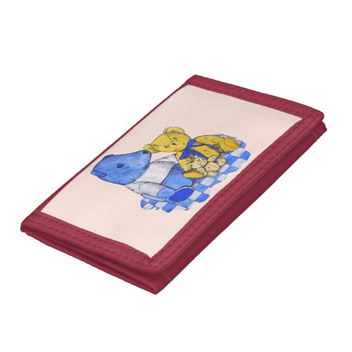 original pictue of three cute teddies trifold wallet