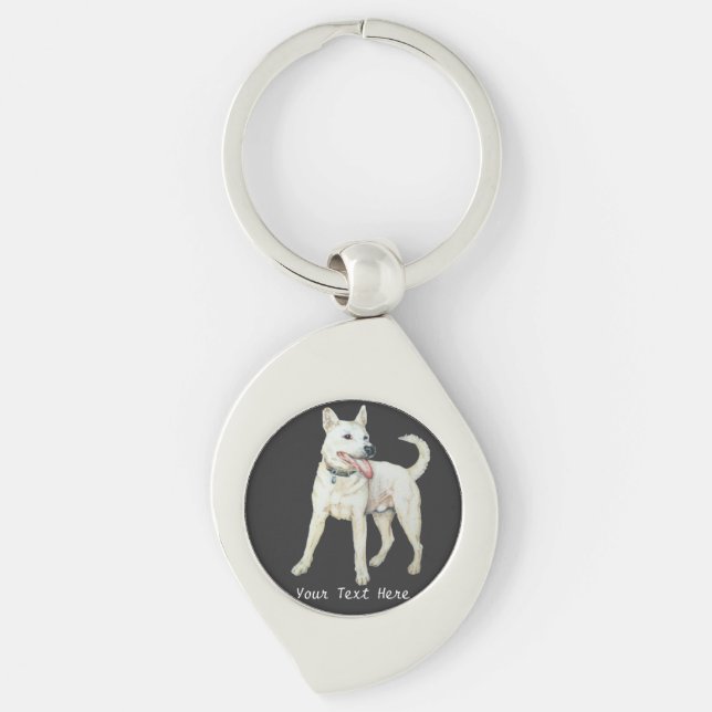 original picture of a white American bulldog Keychain (Front)