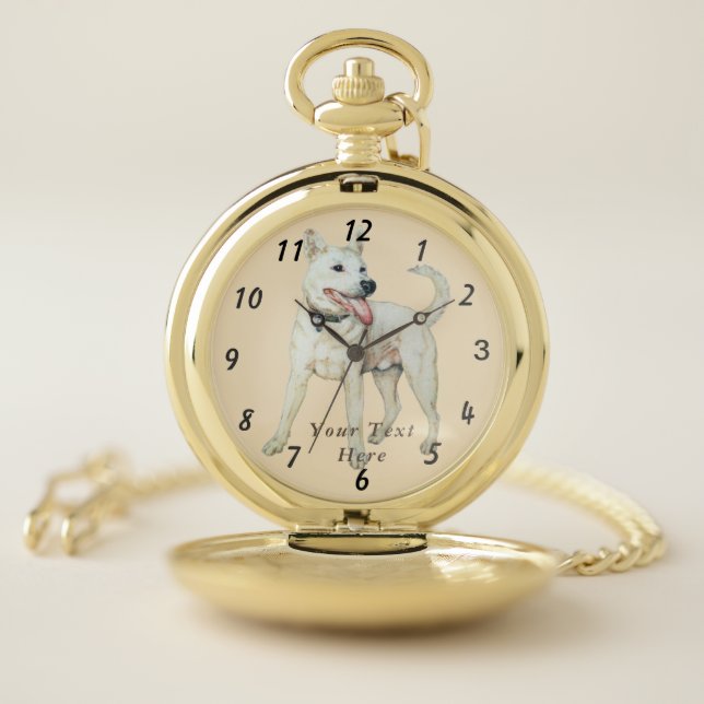 original picture of a white American bulldog Pocket Watch (Inside)