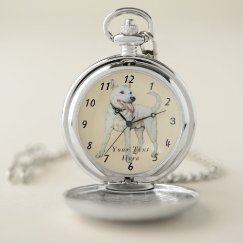 original picture of a white American bulldog Pocket Watch