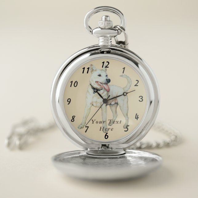 original picture of a white American bulldog Pocket Watch (Inside)