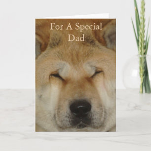original picture of dog smiling for dad card