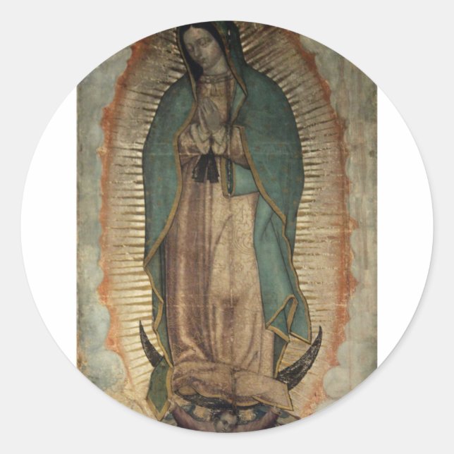 Original Picture of Our Lady of Guadalupe Classic Round Sticker (Front)