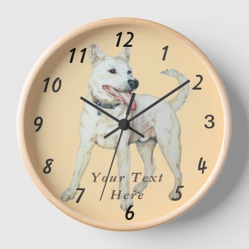 original picture of panting white American bulldog Clock