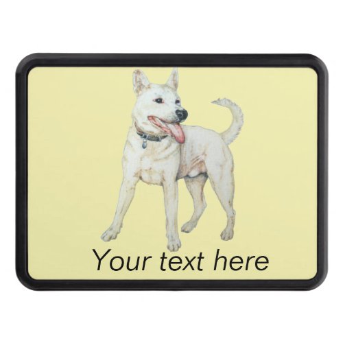 original picture of panting white American bulldog Hitch Cover