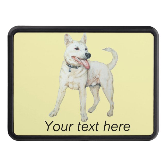 original picture of panting white American bulldog Hitch Cover (Front)