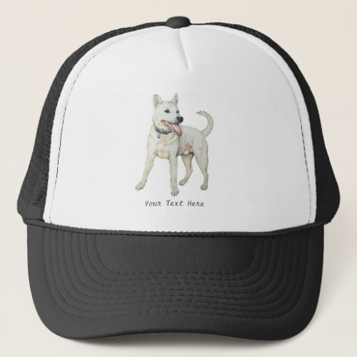 original picture of panting white American bulldog Trucker Hat