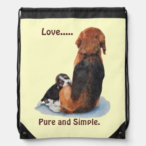 original picture of very cute beagle puppy  drawstring bag