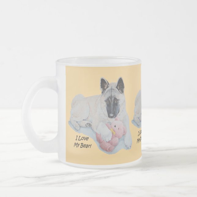 original picture of very cute dog frosted glass coffee mug (Left)