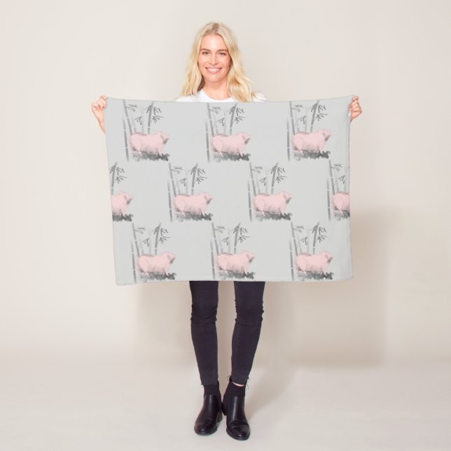 Original Pig Bamboos 1 Choose color Fleece Blanket (In Situ)