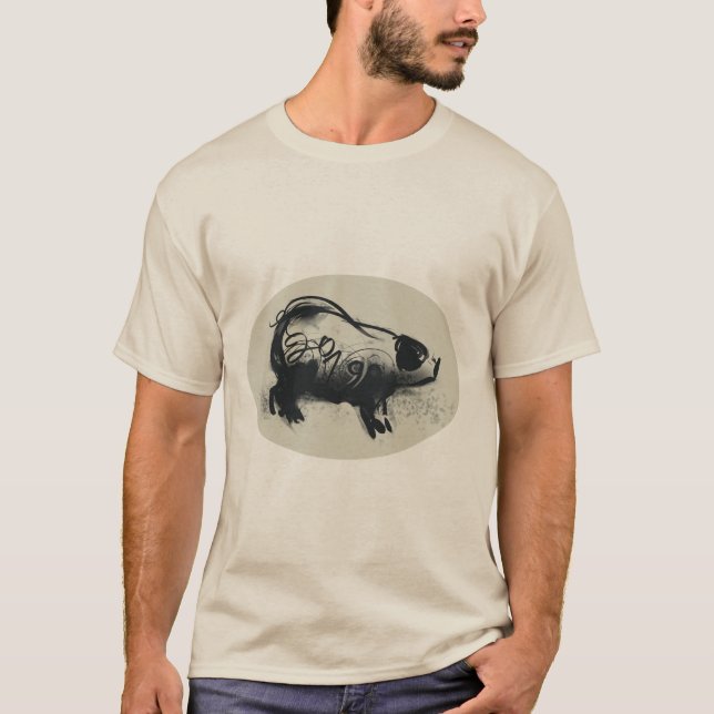 Original Pig Drawing with 2019 Man Pastel Tee (Front)