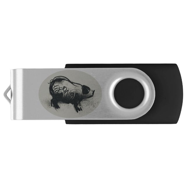 Original Pig Drawing with 2019 USB Flash Drive (Back)