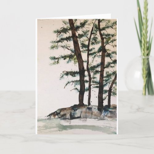 Original Pine Tree Art on Blank Card