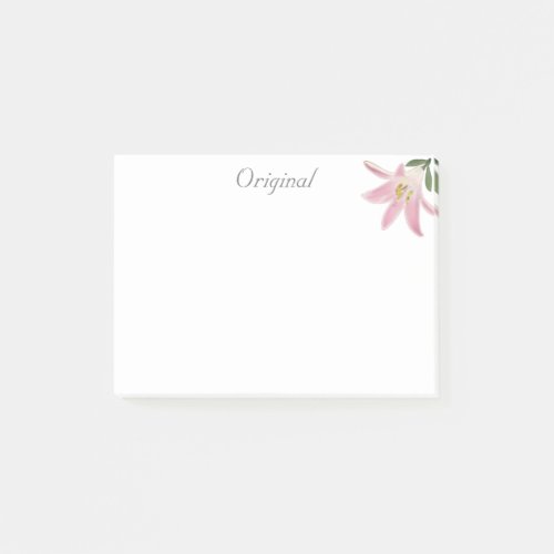 Original Pink Amaryllis Flower on White Post_it Notes
