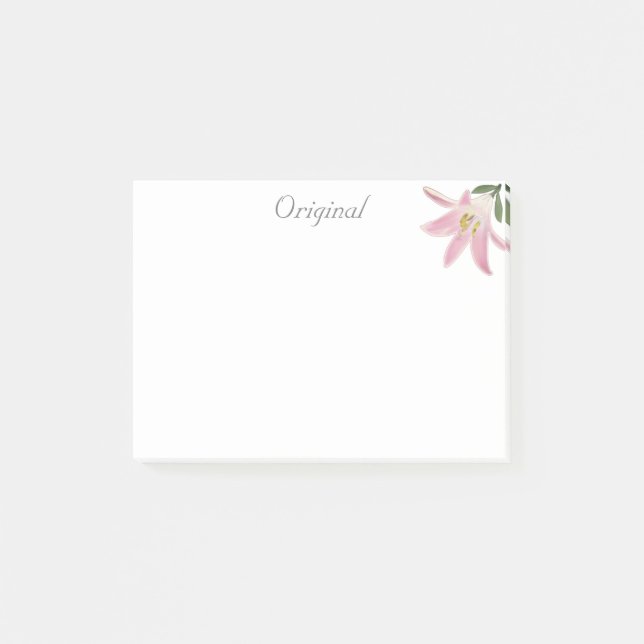 Original Pink Amaryllis Flower on White Post-it Notes (Front)