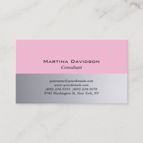 Original Pink Grey Classical Plain Creative Business Card
