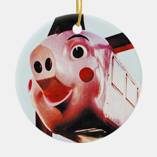 Original Pink Pig, Rich's, Atlanta Christmas Orn Ceramic Ornament (Front)