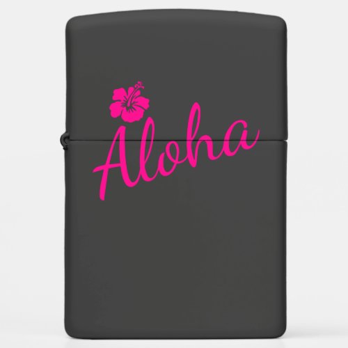 Original pink text design ALOHA and flower Zippo Lighter