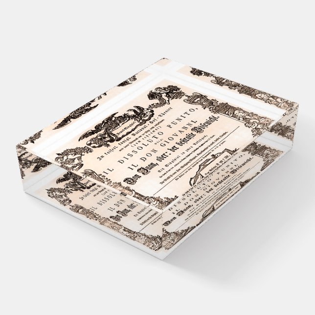 Original playbill, Vienna premiere of Don Giovanni Paperweight (Angled)