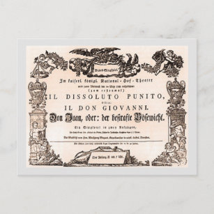 Original playbill, Vienna premiere of Don Giovanni Postcard