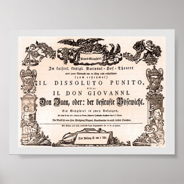 Original playbill, Vienna premiere of Don Giovanni Poster (Front)