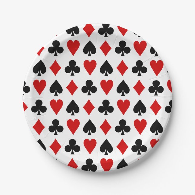 Original Playing cards Diamond Club Heart Spade Paper Plates (Front)