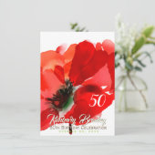 Original Poppy watercolors 50th Birthday Party FCI Invitation (Standing Front)