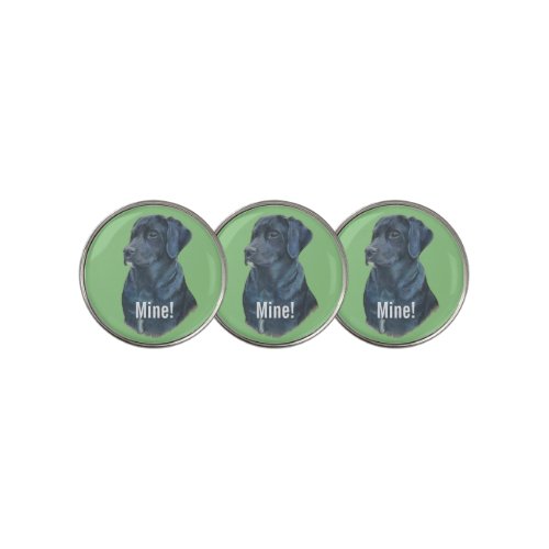 original portrait picture of black labrador dog go golf ball marker