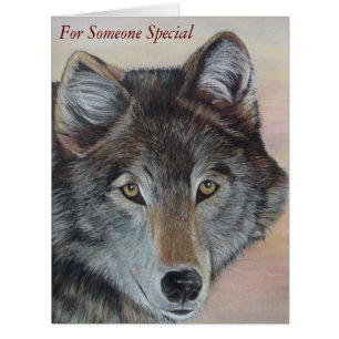original portrait picture of gray wolf wildlife cards