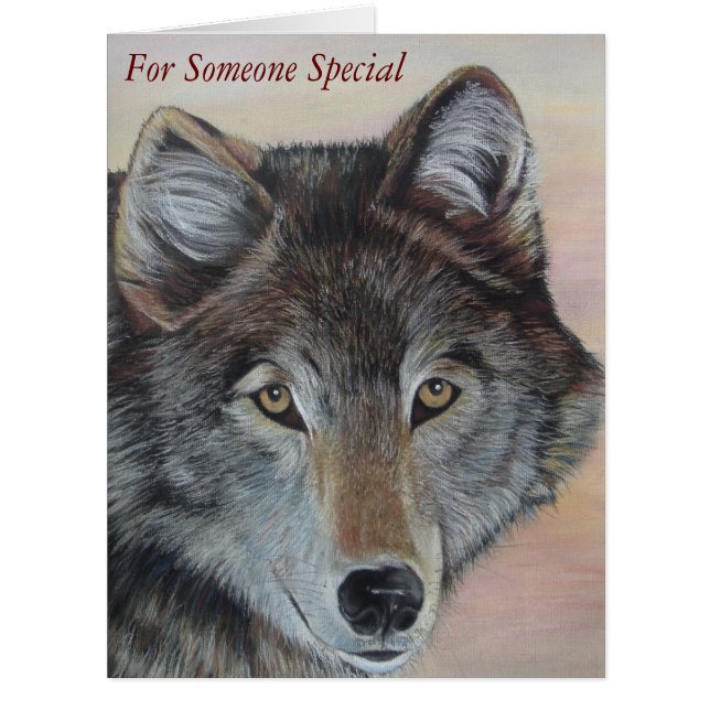 original portrait picture of gray wolf wildlife cards (Front)