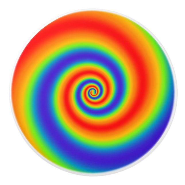 Original Rainbow Gradient Colorful Spiral Effect Ceramic Knob (Front)