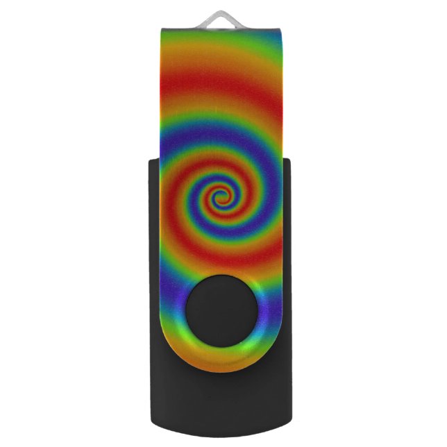 Original Rainbow Gradient Colorful Spiral Effect Flash Drive (Front Vertical)
