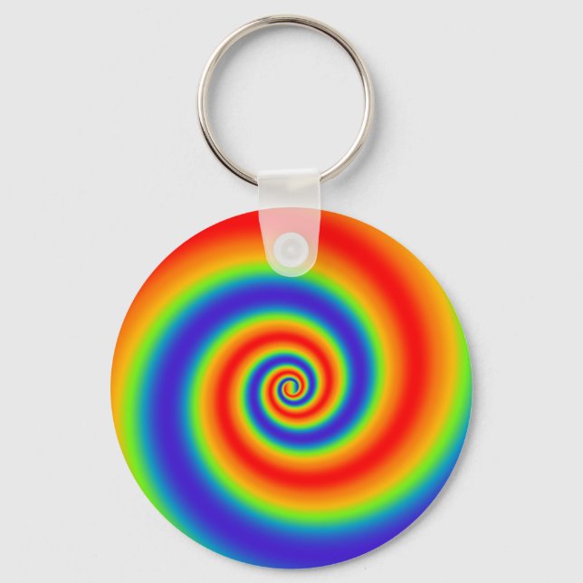 Original Rainbow Gradient Colorful Spiral Effect Keychain (Front)