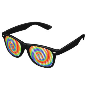Original Rainbow Gradient Colorful Spiral Effect Retro Sunglasses