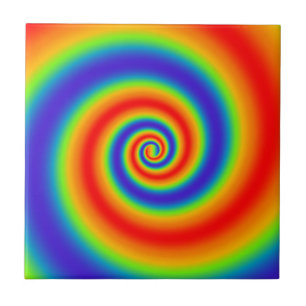 Original Rainbow Gradient Colorful Spiral Effect Tile