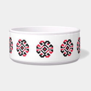 Original Red and Black cross-stitch Pattern Bowl